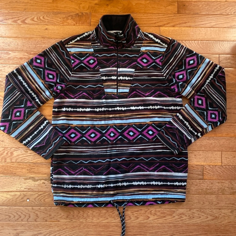 striped fleece quarter zip retro vintage 80’s 90’s jacket